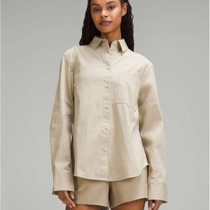 Lululemon Relaxed-Fit Cotton-Blend Poplin Button-Down Shirt
Compass Khaki sizeS